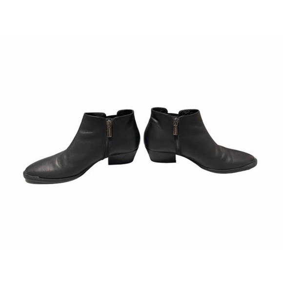 Vero Cuoio Italian Leather Low Heeled Booties Black‎ Side Zip Size 6.5 - Picture 3 of 7